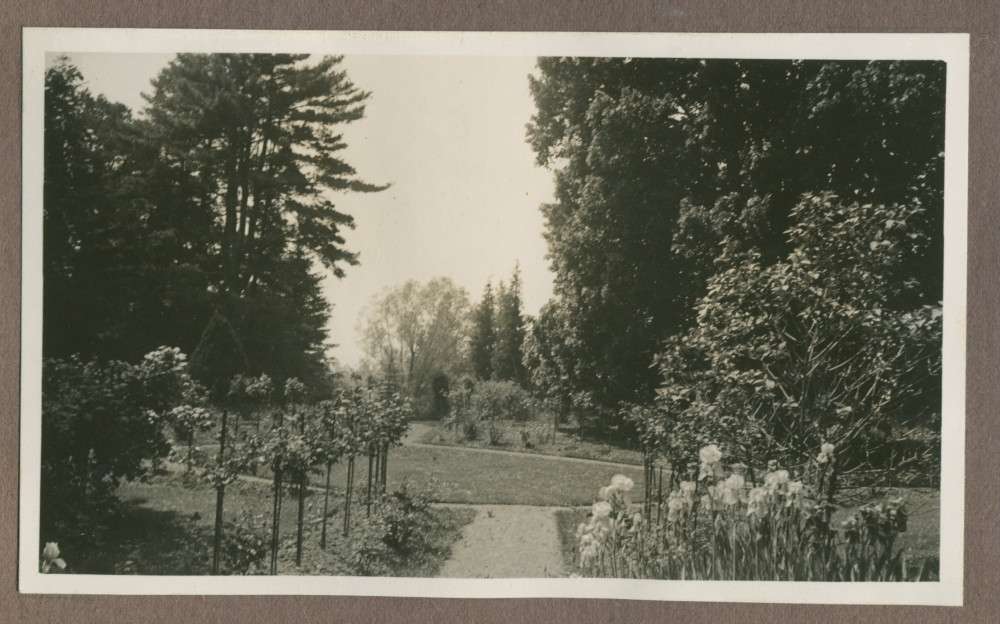 Photographie d'un petit chemin dans le jardin de la propriété de Riond-Bosson en 1935