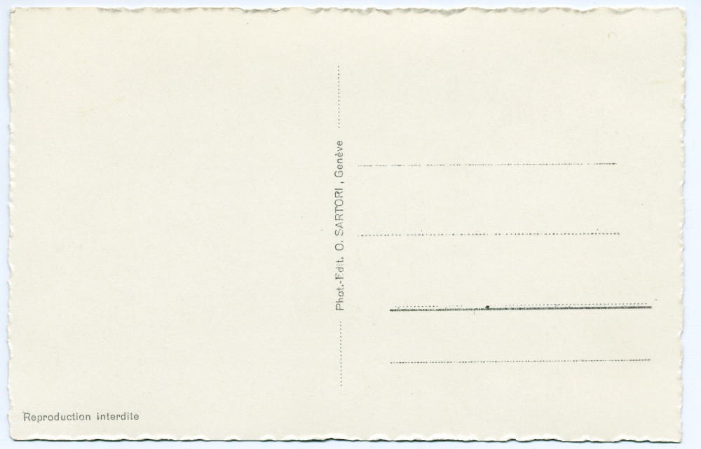 Carte postale avec légende représentant la «villa Paderewski» de Riond-Bosson depuis le sud (de face) – éditée par O. Sartori à Genève