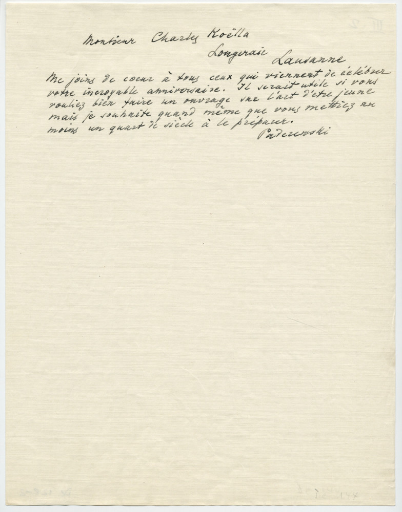 Brouillons de télégrammes adressés par Paderewski, entre août et novembre 1935 (16-20)