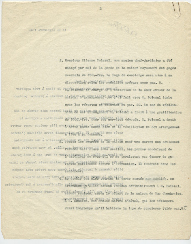 Copie de la lettre adressée par Paderewski à «mon cher Président [du Conseil national] et Ami» Henry Vallotton, le 11 septembre 1940 (pages 1-5)