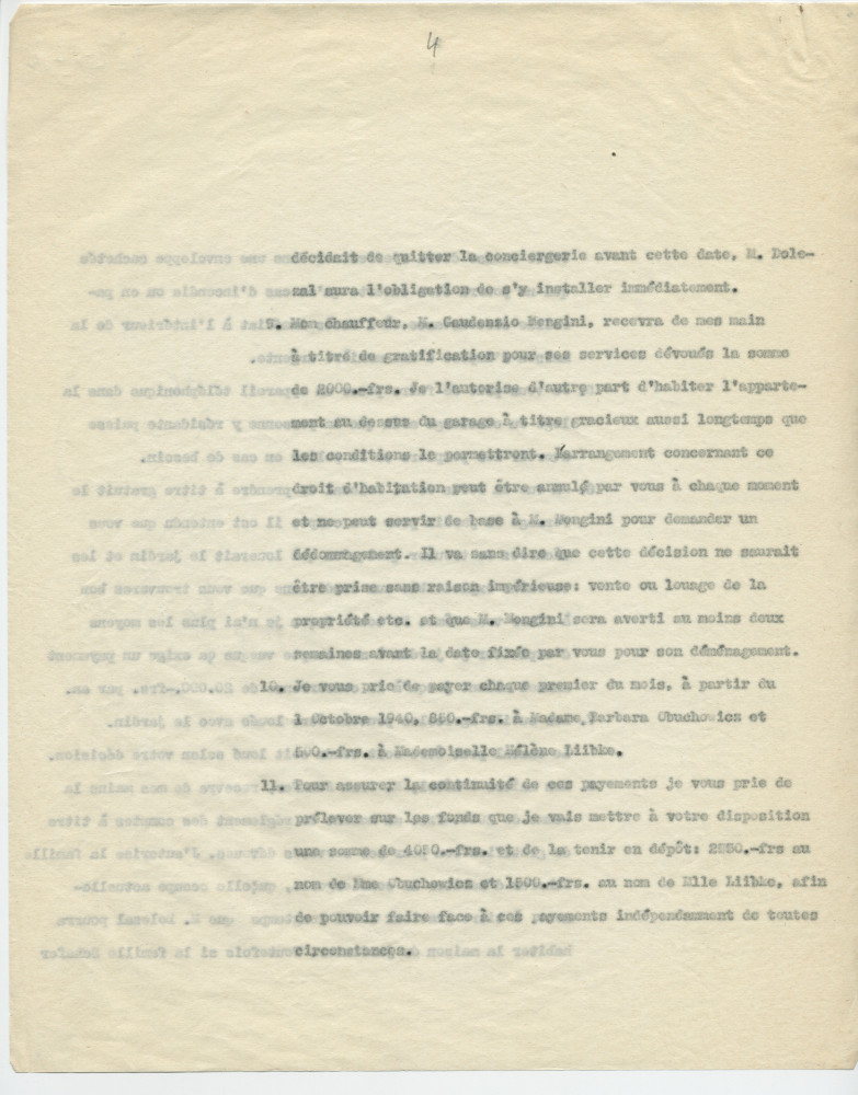 Copie de la lettre adressée par Paderewski à «mon cher Président [du Conseil national] et Ami» Henry Vallotton, le 11 septembre 1940 (pages 1-5)