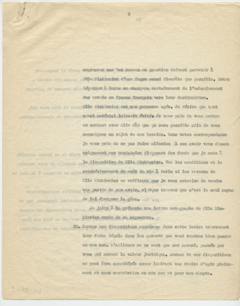 Copie de la lettre adressée par Paderewski à «mon cher Président [du Conseil national] et Ami» Henry Vallotton, le 11 septembre 1940 (pages 6-9)