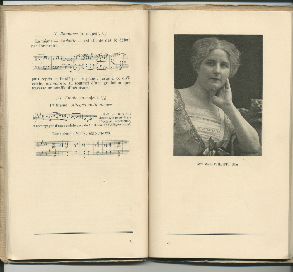 Libretto des Fêtes musicales en l'honneur de Camille Saint-Saëns organisées du 18 au 21 mai 1913 au Casino du Rivage et au Temple Saint-Martin à Vevey avec le concours de Camille Saint-Saëns, Ignace Paderewski et Gustave Doret (g-k)
