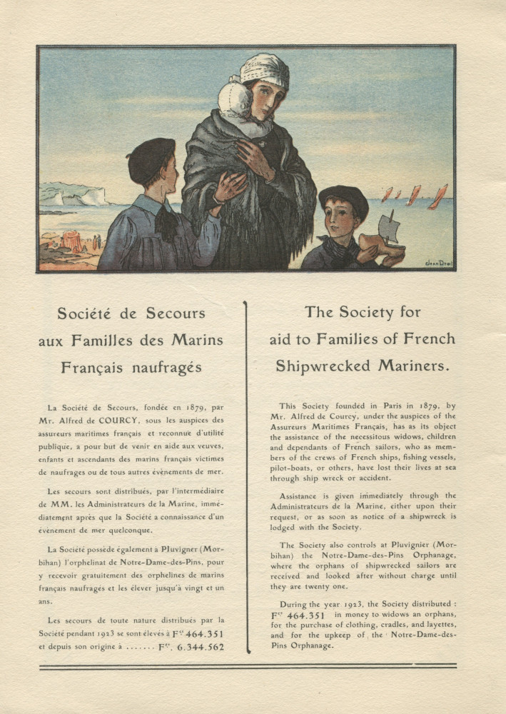 Libretto (bilingue français-anglais) de la Fête de bienfaisance organisée le 3 novembre 1925 à bord du paquebot «Paris» au profit des Sociétés de secours aux naufragés et Œuvres d'assistance patronnées par la Compagnie générale transatlantique (f-k)