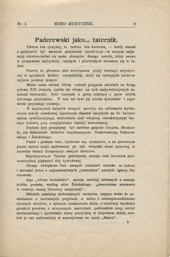 Libretto (en polonais) du concert d'abonnement de l'Orchestre philharmonique de Varsovie donné le 8 janvier 1904 à la Philharmonie de Varsovie sous la direction d'Emil [Szymon] Mlynarski, avec en soliste Paderewski dans le Concerto «L'Empereur»