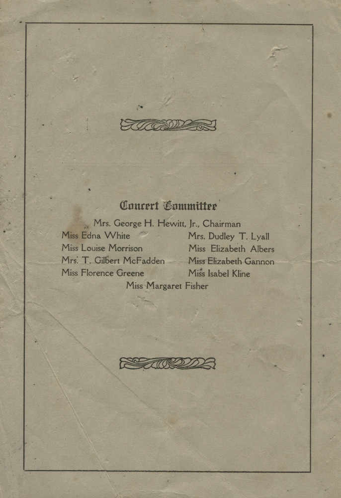 Programme du récital donné par Paderewski le 14 octobre 1913 au College Club de Jersey City (New Jersey)