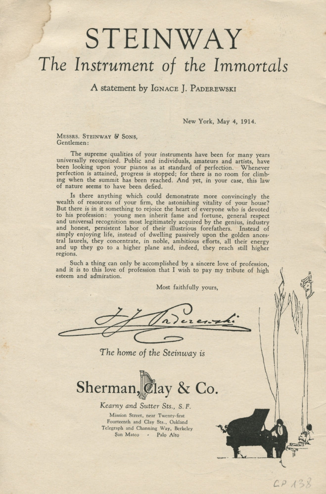 Libretto (en deux parties) du récital Chopin donné par Paderewski le 21 mars 1926 à l'Exposition Auditorium de San Francisco (Californie) (a-g)