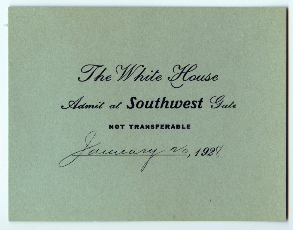Programme et laisser-passer du récital donné par Paderewski à la Maison Blanche (Washington) le 20 janvier 1928
