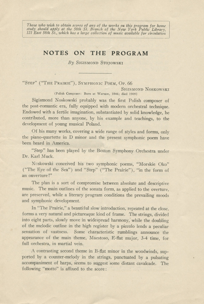 Libretto du 4e Young People's Concert donné le 29 décembre 1930 au Carnegie Hall de New York par Ernest Schelling (direction), avec entre autres au programme le Concerto pour piano de Paderewski (avec le compositeur en soliste) (a-h)