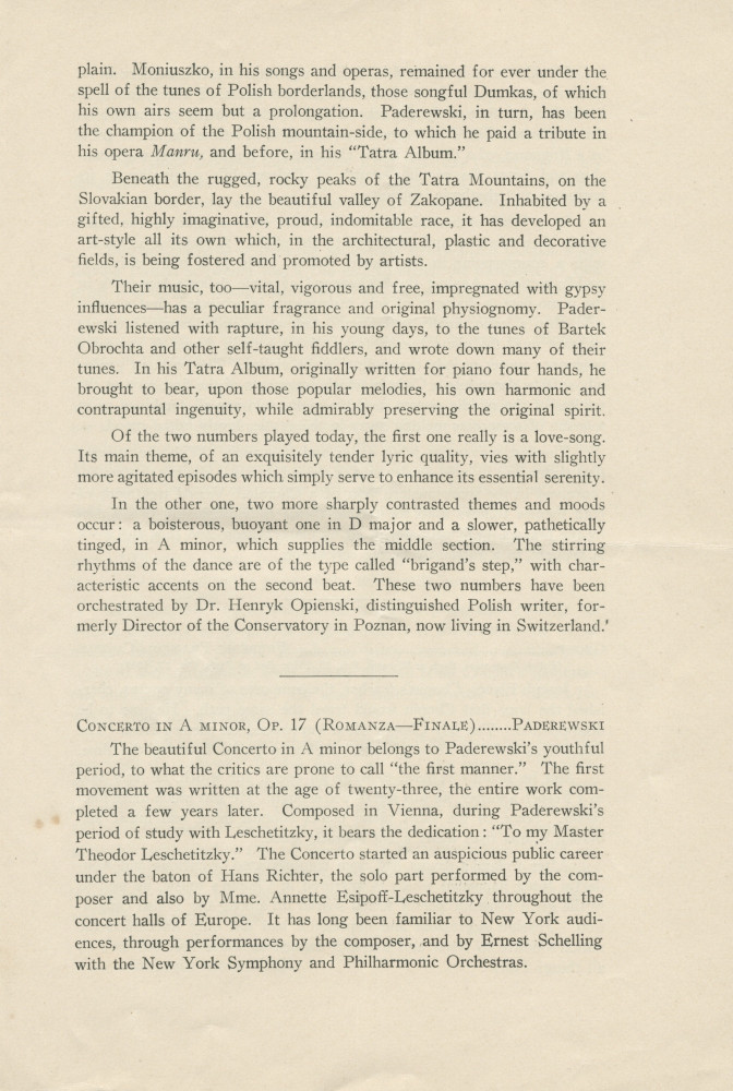 Libretto du 4e Young People's Concert donné le 29 décembre 1930 au Carnegie Hall de New York par Ernest Schelling (direction), avec entre autres au programme le Concerto pour piano de Paderewski (avec le compositeur en soliste) (a-h)