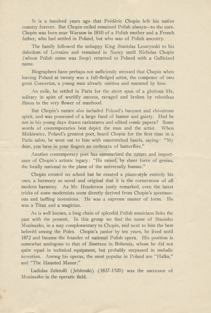 Libretto du 4e Young People's Concert donné le 29 décembre 1930 au Carnegie Hall de New York par Ernest Schelling (direction), avec entre autres au programme le Concerto pour piano de Paderewski (avec le compositeur en soliste) (a-h)