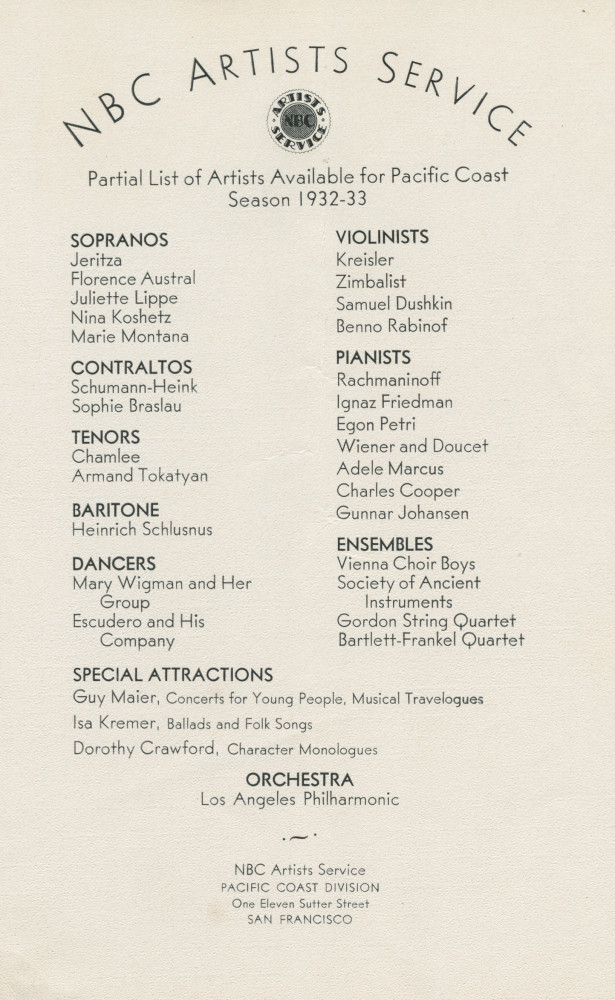 Programme du récital donné par Paderewski le 29 avril 1928 au Dreamland Auditorium de San Francisco (Californie)
