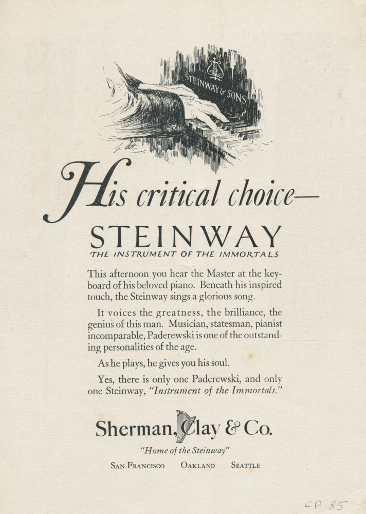 Programme du récital donné par Paderewski le 29 avril 1928 au Dreamland Auditorium de San Francisco (Californie)