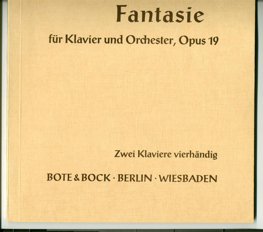 Partition de la «Fantaisie polonaise sur des thèmes originaux pour piano et orchestre» op. 19 de Paderewski – réduction pour 2 pianos (à 4 mains) (Ed. Bote & G. Bock, Berlin & Wiesbaden – édition récente, partition neuve – couverture brune)