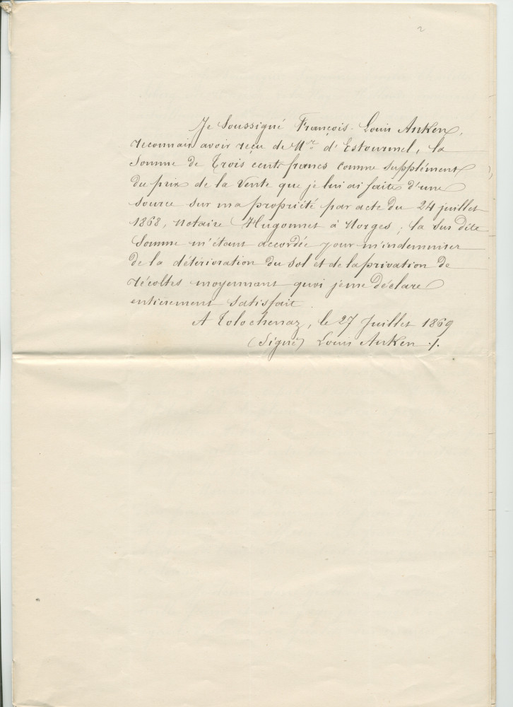Concessions d'eaux des 24 juillet 1868 et 30 novembre 1872 en faveur de la «Compagnie du Chalet de Riond-Bosson» faites par François-Louis Anken dit Beure, domicilié à Tolochenaz, propriétaire et cultivateur