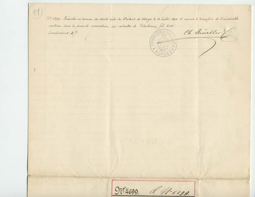 Convention entre la Compagnie des chemins de fer de la Suisse-Occidentale et du Simplon, représentée par M. Louis Delarageaz, ingénieux, domicilié à Lausanne, et M. Jacques Henri Lénor Comte Le Marois