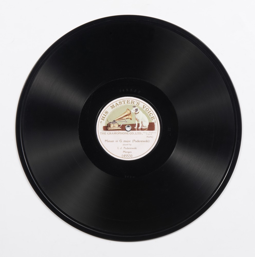 Disque 78 tours «His Master's Voice» de 1911 avec le «Menuet en sol majeur» de Paderewski