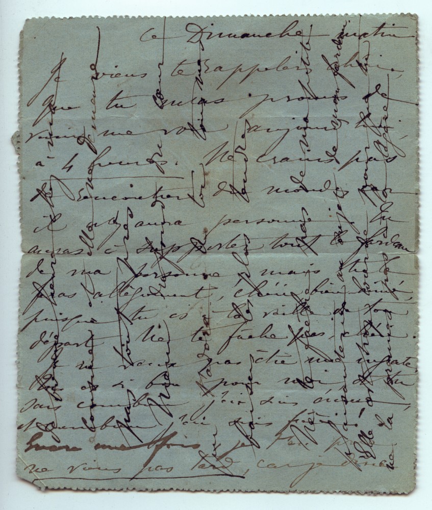 Billet adressé à Paderewski par la princesse Rachel de Brancovan