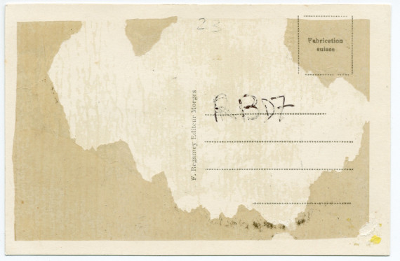 Carte postale avec légende représentant la «villa Paderewski» de Riond-Bosson depuis le sud (de face) – éditée par F. Regamey à Morges