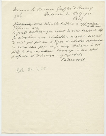 Brouillons de télégrammes adressés par Paderewski, entre août et novembre 1935 (6-10)