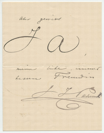 Billet énigmatique (avec enveloppe) adressé par Paderewski à Irène Löwenberg, sans lieu ni date