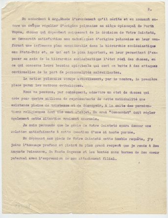 Copie carbone de la lettre (dactylographiée) adressée par Paderewski au pape Pie XI, en 1926 (?)