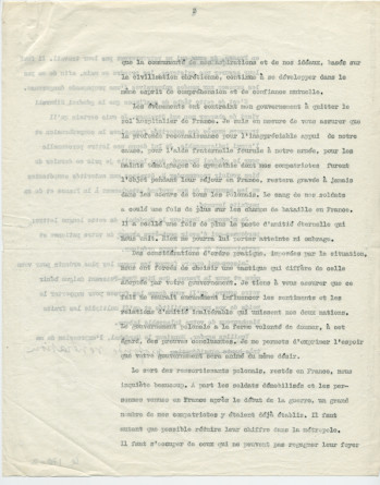 Copie carbone de la lettre (dactylographiée) adressée par Paderewski au maréchal Pétain, en juillet (?) 1940, par l'intermédiaire de Sylwin Strakacz
