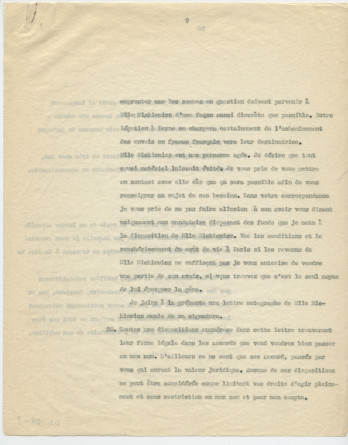 Copie de la lettre adressée par Paderewski à «mon cher Président [du Conseil national] et Ami» Henry Vallotton, le 11 septembre 1940 (pages 6-9)