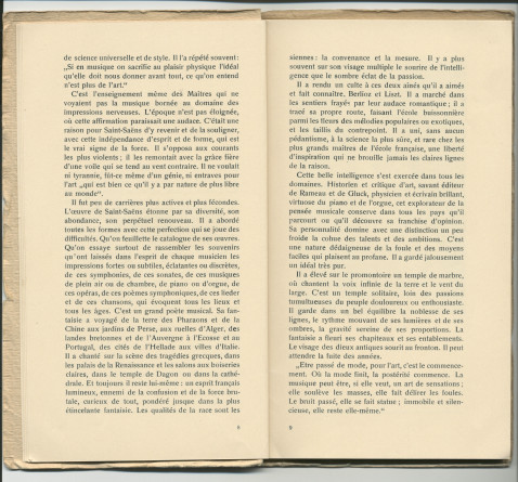 Libretto des Fêtes musicales en l'honneur de Camille Saint-Saëns organisées du 18 au 21 mai 1913 au Casino du Rivage et au Temple Saint-Martin à Vevey avec le concours de Camille Saint-Saëns, Ignace Paderewski et Gustave Doret (a-f)