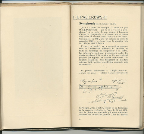 Libretto des Fêtes musicales en l'honneur de Camille Saint-Saëns organisées du 18 au 21 mai 1913 au Casino du Rivage et au Temple Saint-Martin à Vevey avec le concours de Camille Saint-Saëns, Ignace Paderewski et Gustave Doret (g-k)