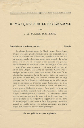 Libretto du récital Chopin donnée par Paderewski le 5 décembre 1928 à la Cathédrale de Lausanne au profit de la construction d'une salle de concerts à Lausanne (a-e)
