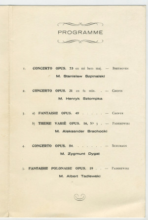 Programme dédicacé d'une séance de musique donnée à Riond-Bosson le 26 août 1931 par cinq élèves de Paderewski