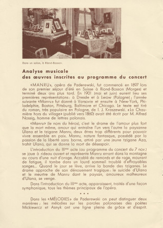 Libretto de l'hommage organisé par Radio-Lausanne le 7 novembre 1940 au Théâtre municipal pour célébrer le 80e anniversaire de Paderewski (f-i)