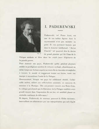 Libretto des trois récitals de gala donnés par Paderewski les 12, 16 et 23 juin 1928 au Théâtre des Champs-Elysées à Paris (a-e)