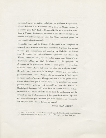 Libretto des trois récitals de gala donnés par Paderewski les 12, 16 et 23 juin 1928 au Théâtre des Champs-Elysées à Paris (a-e)