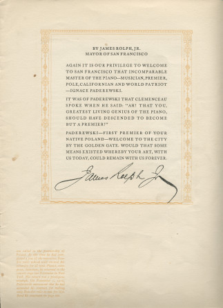 Libretto du récital donné «On the Steinway Piano, the Instrument of the Immortals» par Paderewski le 8 mars 1923 à l'Exposition Auditorium de San Francisco (Californie) (a-i)