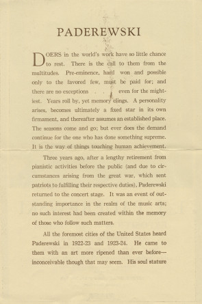 Libretto (en deux parties) du récital Chopin donné par Paderewski le 21 mars 1926 à l'Exposition Auditorium de San Francisco (Californie) (h-j)