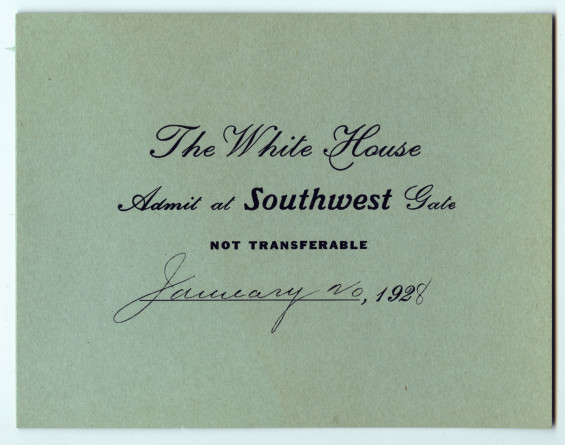 Programme et laisser-passer du récital donné par Paderewski à la Maison Blanche (Washington) le 20 janvier 1928