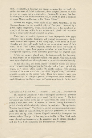 Libretto du 4e Young People's Concert donné le 29 décembre 1930 au Carnegie Hall de New York par Ernest Schelling (direction), avec entre autres au programme le Concerto pour piano de Paderewski (avec le compositeur en soliste) (a-h)