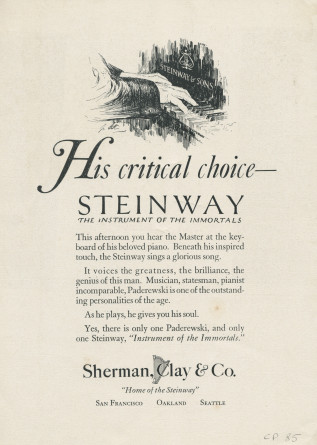 Programme du récital donné par Paderewski le 29 avril 1928 au Dreamland Auditorium de San Francisco (Californie)