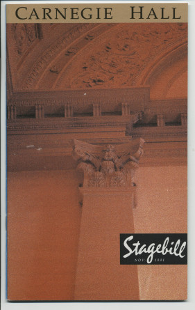 Programme du récital donné par Voytek Matushevski le 17 novembre 1991 [«Declared Paderewski Day in the City of New York»] au Carnegie Hall de New York, «A Centennial Celebration of Paderewski's Debut»