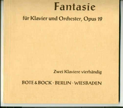 Partition de la «Fantaisie polonaise sur des thèmes originaux pour piano et orchestre» op. 19 de Paderewski – réduction pour 2 pianos (à 4 mains) (Ed. Bote & G. Bock, Berlin & Wiesbaden – édition récente, partition neuve – couverture brune)