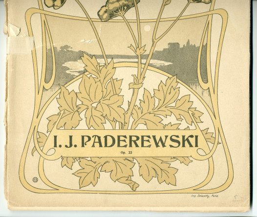 Partition des «Douze mélodies sur des poésies de Catulle Mendès» pour voix et piano op. 22 de Paderewski (Au Ménestrel / Heugel & Cie, Paris – dédicace «à Madame Marie Trélat» – dédicace manuscrite à l'intérieur «en souvenir de I. J. Paderewski»)