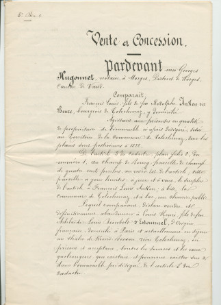 Concessions d'eaux des 24 juillet 1868 et 30 novembre 1872 en faveur de la «Compagnie du Chalet de Riond-Bosson» faites par François-Louis Anken dit Beure, domicilié à Tolochenaz, propriétaire et cultivateur
