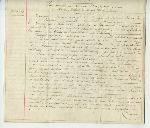 Acte n° 2963 de vente et concession des eaux et sources du champ dit «Au Champ du Bourg», sis sur la commune de Tolochenaz, par François-Louis Anken dit Beure, bourgeois de Tolochenaz, y domicilié, propriétaire et cultivateur
