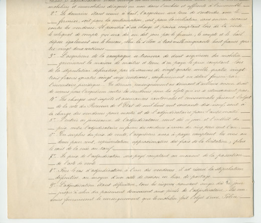 Acte n° 1751 de mise en vente à l'enchère publique sur licitation du «Chalet de Riond-Bosson» réalisée le 3 juillet 1879 devant le notaire Louis Monay, à Morges