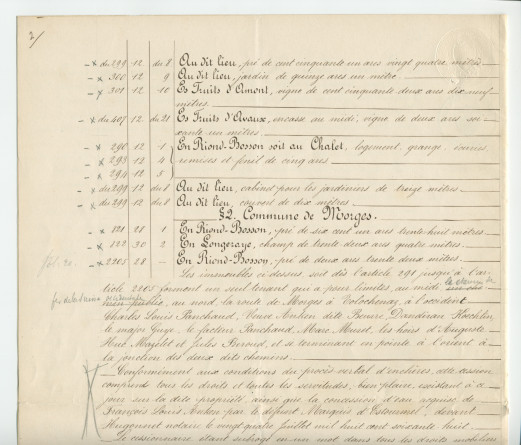 Acte n° 1752 de cession d'une moitié indivise du domaine dit «le Chalet de Riond-Bosson» réalisée le 5 juillet 1879 devant le notaire Louis Monay, à Morges