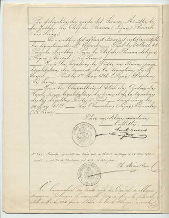 Acte n° 4077 de vente d'un immeuble sis «En Riond-Bosson» propriété de la Commune de Tolochenaz réalisée le 16 mai 1888 devant le notaire Henri Gonvers, à Morges