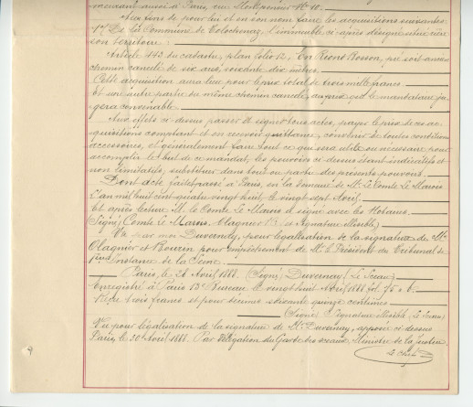 Acte n° 5118 de vente complémentaire d'un immeuble sis «En Riond-Bosson» propriété de la Commune de Tolochenaz réalisée le 18 novembre 1891 devant le notaire Henri Gonvers, à Morges