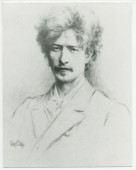 Reproduction (de mauvaise qualité) du crayon de Paderewski réalisé (en 1900?) par l'illustrateur George Timothy Tobin, tirée de «Century of Music»